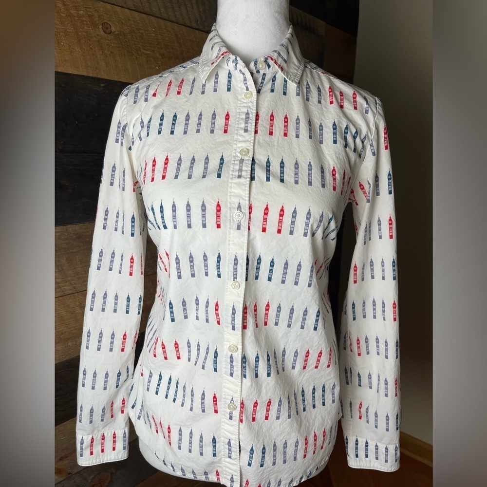 Boden Big Ben Button Down Classic Long Sleeve Top, Size 2